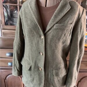 L.L. Bean Olive Green Tailored Wool-Blend Blazer